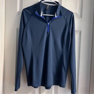 adidas Navy Long-Sleeve Athletic Pullover